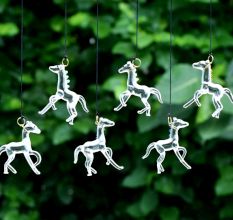 Glass Multicolor Horse Christmas Tree Decoration Ornaments Set of 6 Pcs